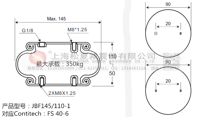 JBF145/110-1橡膠<a href='http://i1181.cn/' target='_blank'><u>空氣彈簧</u></a>