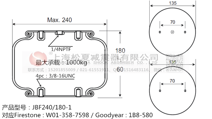 JBF240-180-1橡膠<a href='http://i1181.cn/' target='_blank'><u>空氣彈簧</u></a>