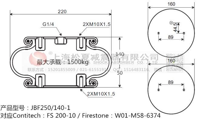 JBF250/140-1橡膠<a href='http://i1181.cn/' target='_blank'><u>空氣彈簧</u></a>