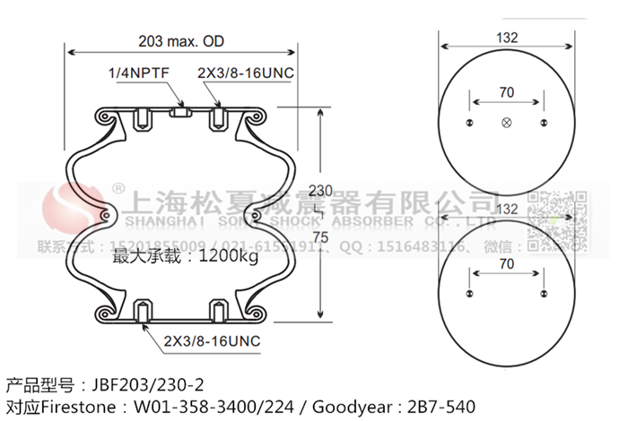 JBF203/230-2橡膠<a href='http://i1181.cn/' target='_blank'><u>空氣彈簧</u></a>