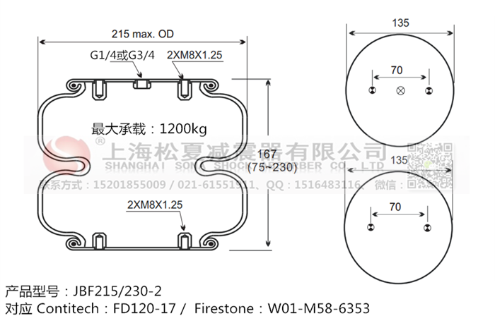JBF215/230-2橡膠<a href='http://i1181.cn/' target='_blank'><u>空氣彈簧</u></a>