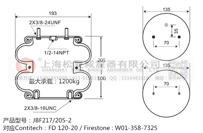 JBF217/205-2橡膠<a href='http://i1181.cn/' target='_blank'><u>空氣彈簧</u></a>