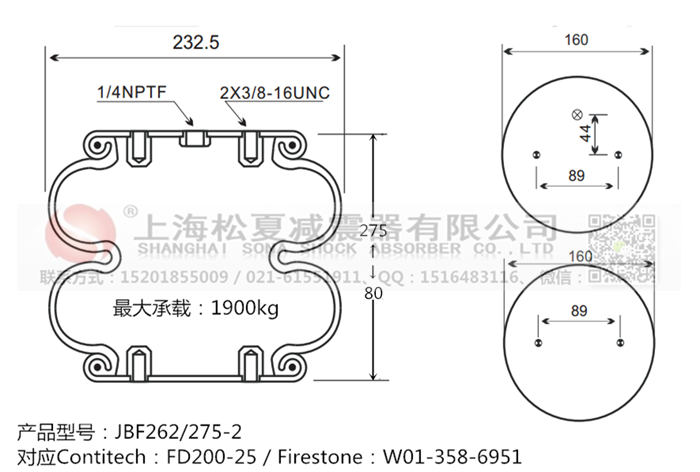 JBF262/275-2橡膠<a href='http://i1181.cn/' target='_blank'><u>空氣彈簧</u></a>