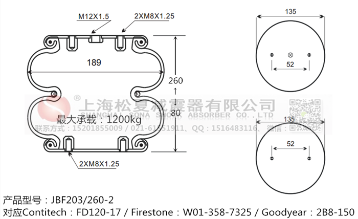 JBF203/260-2橡膠<a href='http://i1181.cn/' target='_blank'><u>空氣彈簧</u></a>