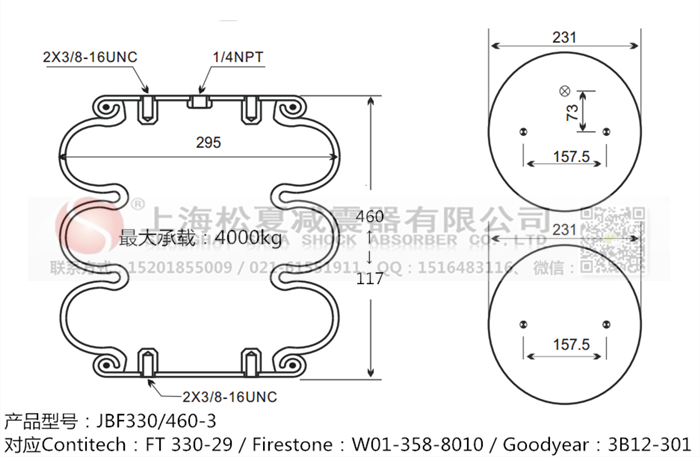 JBF330/460-3橡膠<a href='http://i1181.cn/' target='_blank'><u>空氣彈簧</u></a>